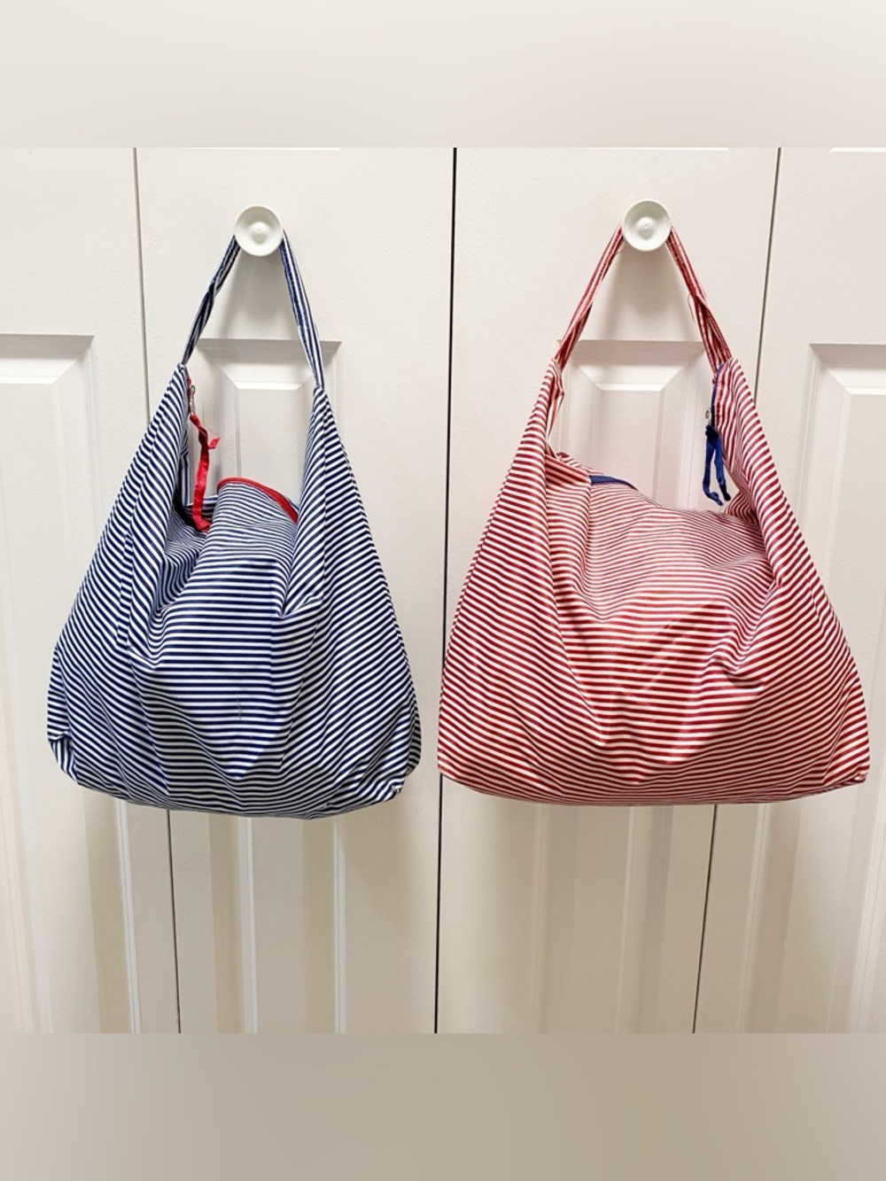 Lancôme Nautical Striped Totes Red Blue Hobo